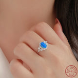 925 Silver Opal & Zircon Ring for Women