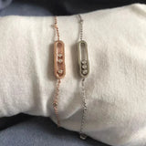 925 Silver Women's Rose Bracelet with 3 Movable Diamonds