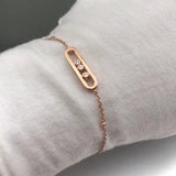 925 Silver Women's Rose Bracelet with 3 Movable Diamonds