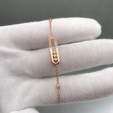 925 Silver Women's Rose Bracelet with 3 Movable Diamonds