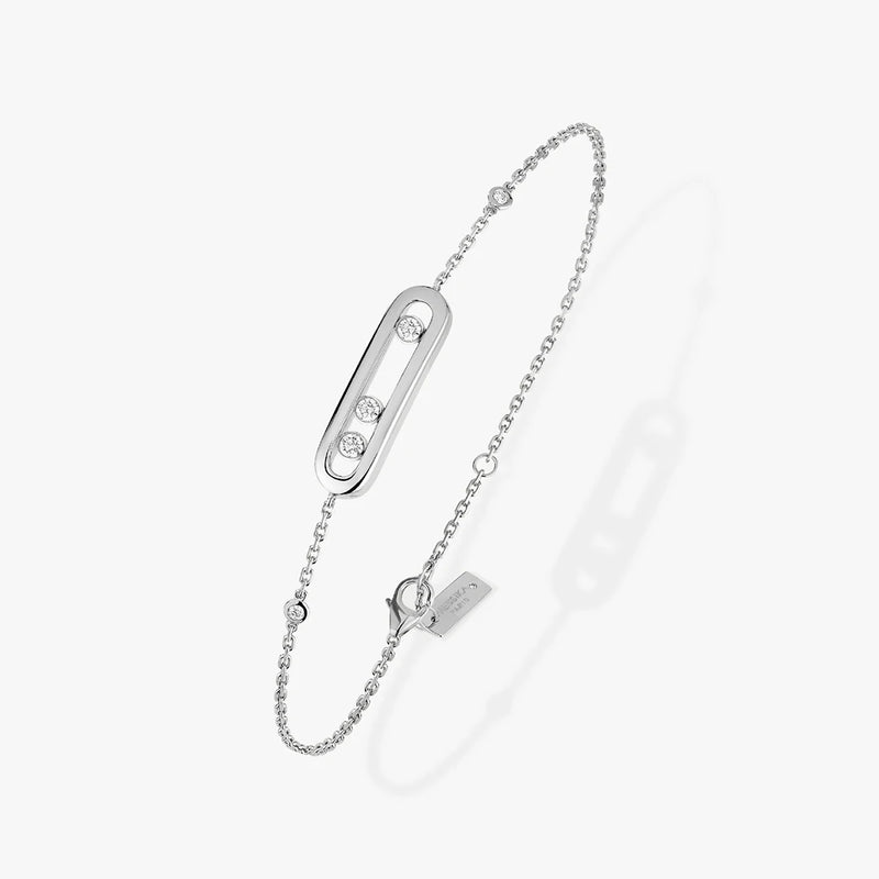 925 Silver Women's Rose Bracelet with 3 Movable Diamonds