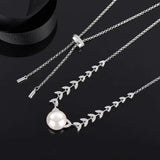 925 Silver Petal Pearl Pendant Necklace For Women
