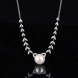 925 Silver Petal Pearl Pendant Necklace For Women