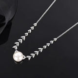 925 Silver Petal Pearl Pendant Necklace For Women