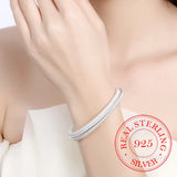 925 Sterling Silver Woven Mesh Bangle Bracelet For Woman