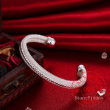 925 Sterling Silver Woven Mesh Bangle Bracelet For Woman