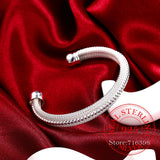 925 Sterling Silver Woven Mesh Bangle Bracelet For Woman