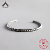 925 Sterling Silver Woven Straw Pattern Bracelet