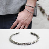 925 Sterling Silver Woven Straw Pattern Bracelet