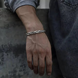 925 Silver Woven Twist Texture Bangles Vintage Thai Silver Bracelet