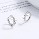 925 Silver X-shaped Crossed Zircon Earrings Crystal Hoop Wedding Jewelry