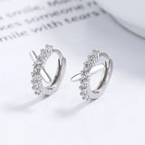 925 Silver X-shaped Crossed Zircon Earrings Crystal Hoop Wedding Jewelry
