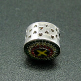 925 Silver Yellow Green Jamaica Flag Bracelet Bead Charms