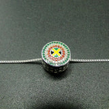925 Silver Yellow Green Jamaica Flag Bracelet Bead Charms