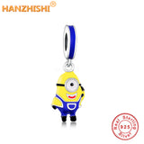 925 Sterling Silver Yellow Enamel Cartoon Beads Charms