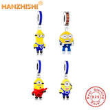 925 Sterling Silver Yellow Enamel Cartoon Beads Charms