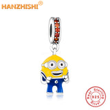 925 Sterling Silver Yellow Enamel Cartoon Beads Charms