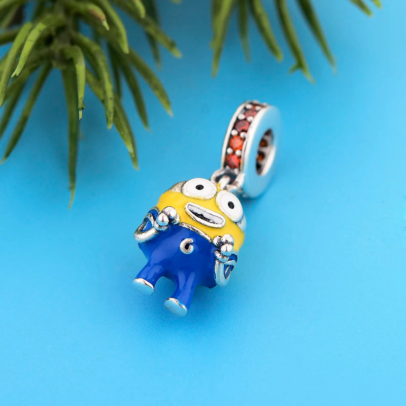 925 Sterling Silver Yellow Enamel Cartoon Beads Charms