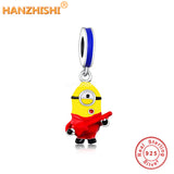 925 Sterling Silver Yellow Enamel Cartoon Beads Charms