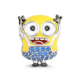 925 Sterling Silver Yellow Big Eye Boy Charms Beads Fit Bracelet Necklace