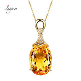 925 Silver Yellow Citrine Pendant Necklace For Women Fine Jewelry