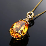 925 Silver Yellow Citrine Pendant Necklace For Women Fine Jewelry
