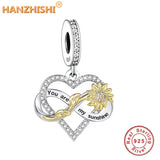 925 Silver You Are My Sunshine Flower Pendant Necklace for Anniversary