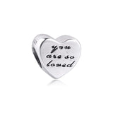 925 Sterling Silver You Are So Loved Heart Charm Beads