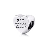 925 Sterling Silver You Are So Loved Heart Charm Beads