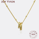 925 Silver Zircon 3 Circle Shape Necklace Full Zircon Pendant Gift For Girl