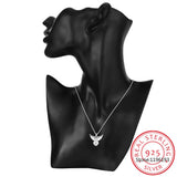925 Silver Zircon Angel Wings Charm Pendant Necklace for Women