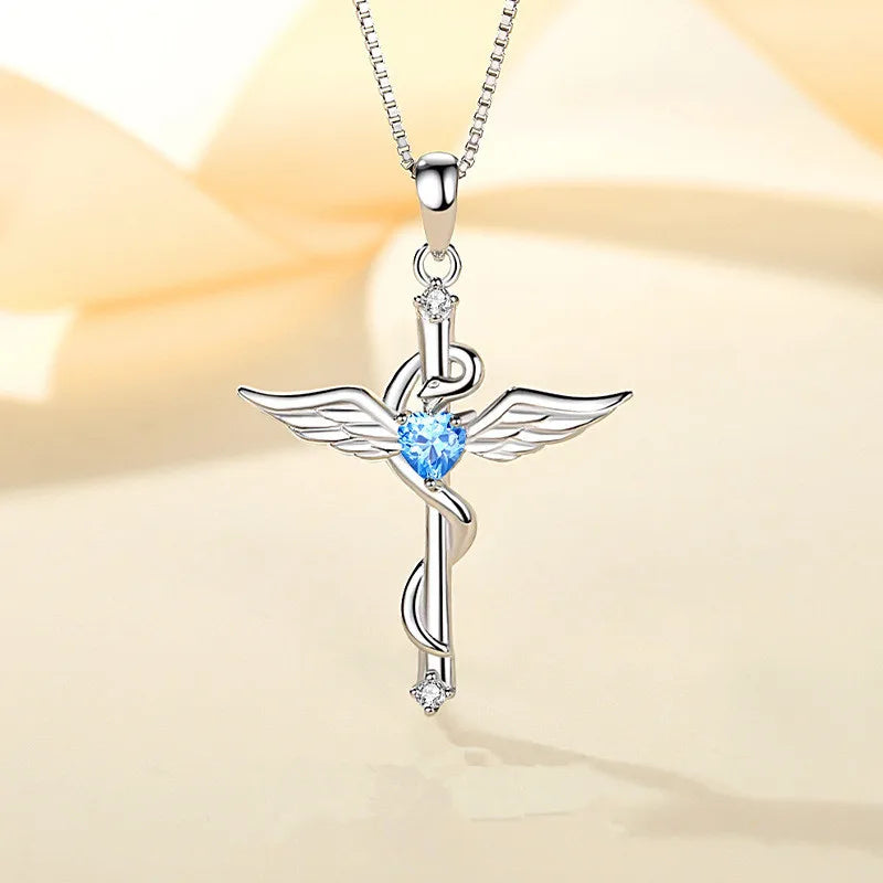 925 Silver Angel Wings Charm Pendant Necklace Wedding Party Gift