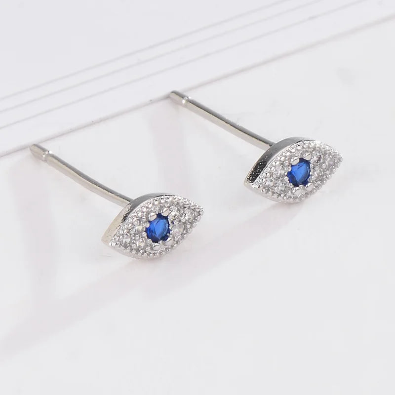 925 Silver Evil Eye Stud Earrings Classic Wedding Jewelry