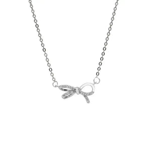 925 Silver Zircon Bowknot Pendant Necklace Fine Jewelry