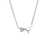 925 Silver Zircon Bowknot Pendant Necklace Fine Jewelry