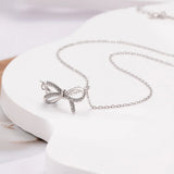 925 Silver Zircon Bowknot Pendant Necklace Fine Jewelry