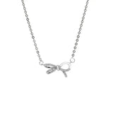 925 Silver Zircon Bowknot Pendant Necklace Fine Jewelry