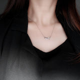 925 Silver Zircon Bowknot Pendant Necklace Fine Jewelry