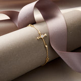 925 Sterling Silver Zircon Bracelet 14K Rose Thin Chain for Women
