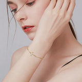 925 Sterling Silver Zircon Bracelet 14K Rose Thin Chain for Women