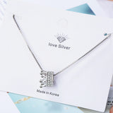 925 Silver Zircon Crown Necklace Queen Wind Chain S-n311