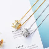 925 Silver Zircon Crown Necklace Queen Wind Chain S-n311