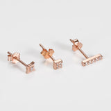925 Silver Zircon Stud Earrings Set for Women