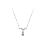 925 Silver Zircon Crystal Water Drop Pendant Necklace Wedding Jewelry