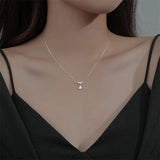 925 Silver Zircon Crystal Water Drop Pendant Necklace Wedding Jewelry