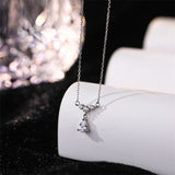 925 Silver Zircon Crystal Water Drop Pendant Necklace Wedding Jewelry
