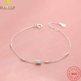 925 Silver Zircon Ball Bracelet Women Platinum Plated Thin Bracelet