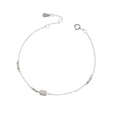 925 Silver Zircon Ball Bracelet Women Platinum Plated Thin Bracelet