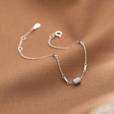925 Silver Zircon Ball Bracelet Women Platinum Plated Thin Bracelet