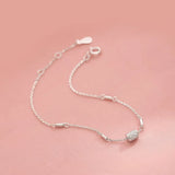 925 Silver Zircon Ball Bracelet Women Platinum Plated Thin Bracelet